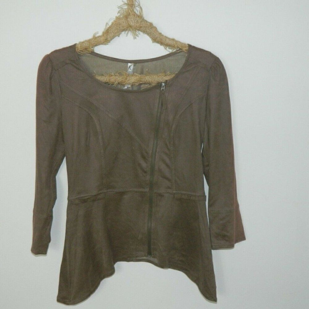 Monoreno Shirt Jacket Brown Faux Suede Bohemian